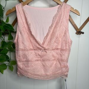 NWT Cider pink lace sleeveless tank top romantic camisole Large